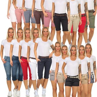 Damen Shorts Bermuda Caprihose kurze Jeans Hotpant Sommer...