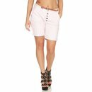 Damen Shorts Bermuda Caprihose kurze Jeans Hotpant Sommer Hose Grtel Taschen  pastel rose XL