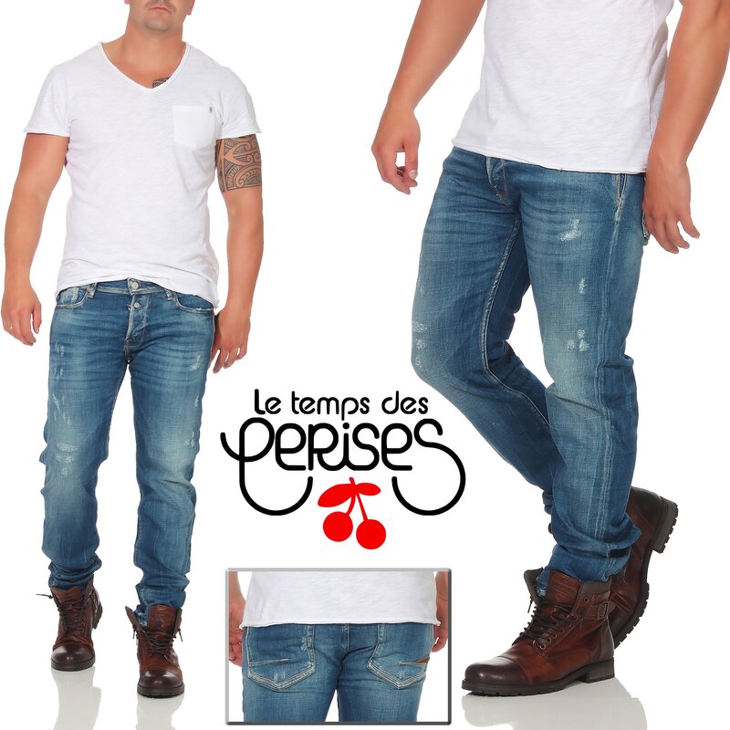 Le Temps des Cerises Herren JH Basic 5-Pocket Jeanshose Green Cast 38