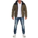 mazine Herren Winterjacke Estevan Puffer Jacket Modern Streetwear mit Kapuze Black / Olive XXL