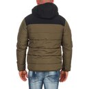 mazine Herren Winterjacke Estevan Puffer Jacket Modern Streetwear mit Kapuze Black / Olive XXL