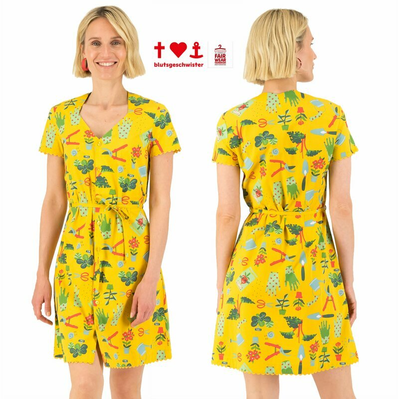 Blutsgeschwister Kleid fairy in the garden dress Tunika-Kleid Sommer-Kleid Kurz Gelb XL