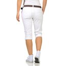 Damen Shorts Bermuda Caprihose kurze Jeans Hotpant Sommer Hose Grtel Taschen  white XXL