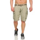 Sublevel Herren Cargo-Shorts Bermuda-Shorts Denim Hose Sommer knielang Baumwolle beige 32