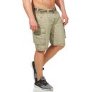 Sublevel Herren Cargo-Shorts Bermuda-Shorts Denim Hose Sommer knielang Baumwolle beige 32