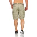 Sublevel Herren Cargo-Shorts Bermuda-Shorts Denim Hose Sommer knielang Baumwolle beige 32