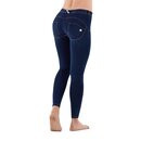 Freddy WR.UP Damen Hose knchellang Denim-Look Super Skinny normale Leibhhe Blau/Gelbe Nhte L