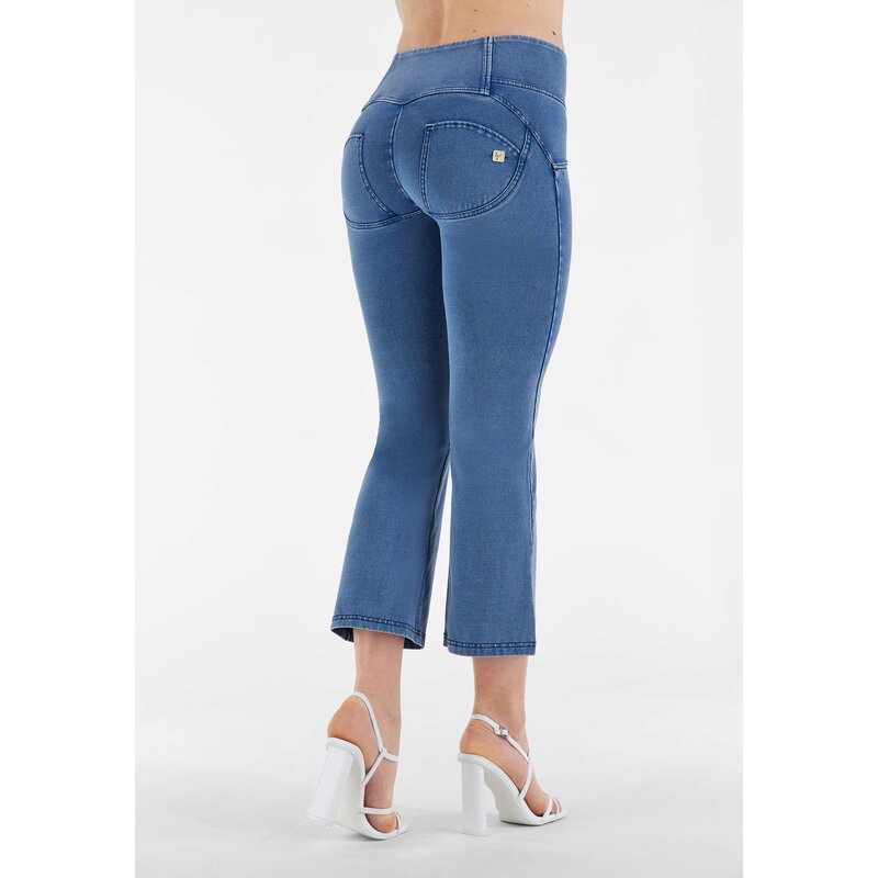Freddy WR.UP Denim High Waist 7/8-Flare-Jeggings Vordertaschen mittlere Taille Blau L
