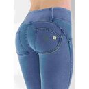Freddy WR.UP Denim High Waist 7/8-Flare-Jeggings Vordertaschen mittlere Taille Blau L