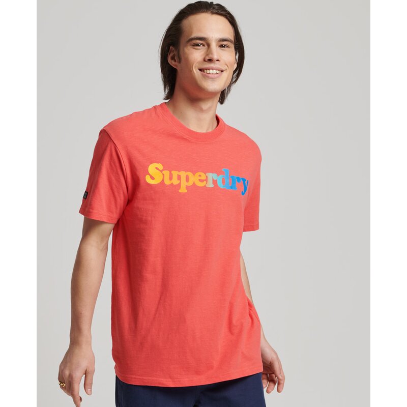 Superdry Herren Vintage Cali T-Shirt mit Rundhalsausschnitt Rot XXXL