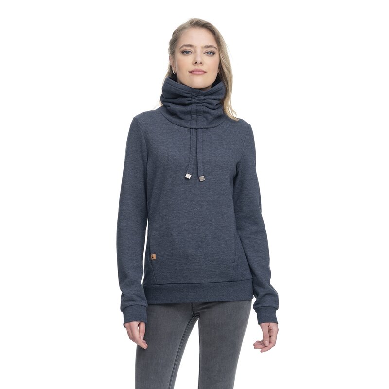 ragwear Damen Sweatshirt IRRA ORGANIC hoher Kragen 100% Baumwolle Vegan Sweater Blau 2XL