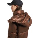 khujo Damen Steppmantel MELONA SHINY langer Wintermantel Parka abnehmbare Kapuze Braun 2XL