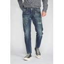 Le Temps des Cerises Herren Jeans 700/11 SKIP Slim Jeanshose Destroyed Stretch  Blue 30