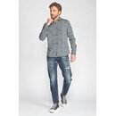 Le Temps des Cerises Herren Jeans 700/11 SKIP Slim Jeanshose Destroyed Stretch  Blue 30