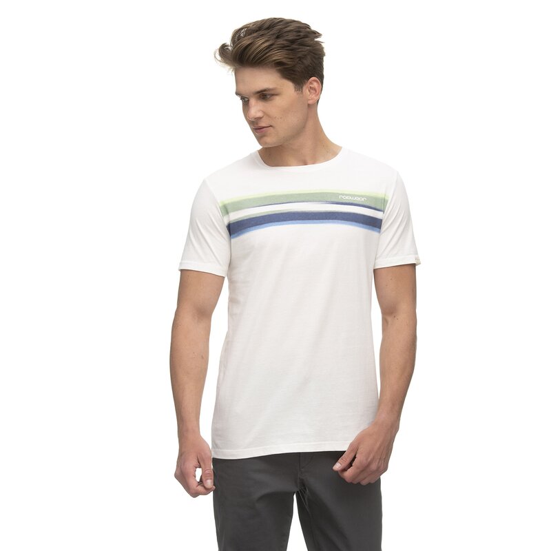 ragwear Herren T-Shirt HAKE ORGANIC GOTS Shirt Runhals Vintage-Print Oberteil Wei 2XL