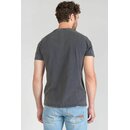 Le Temps des Cerises Herren T-Shirt Vintage-Look Baumwolle Rundhalsausschnitt Grau M