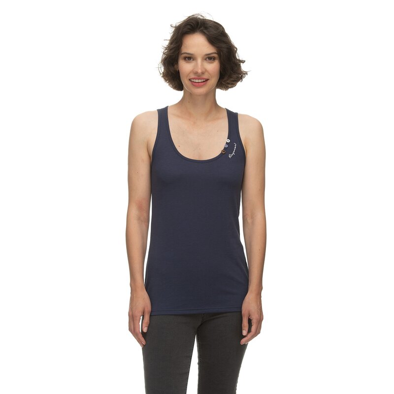 ragwear Damen Basic-Top FLOUKIA ORGANIC nachhaltig Trger-Shirt rmelloses Shirt NAVY XL