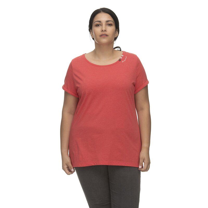 ragwear Damen Oversize T-Shirt FLORAH A ORGANIC PLUS Vegan Grogre Rundhals  Red 48