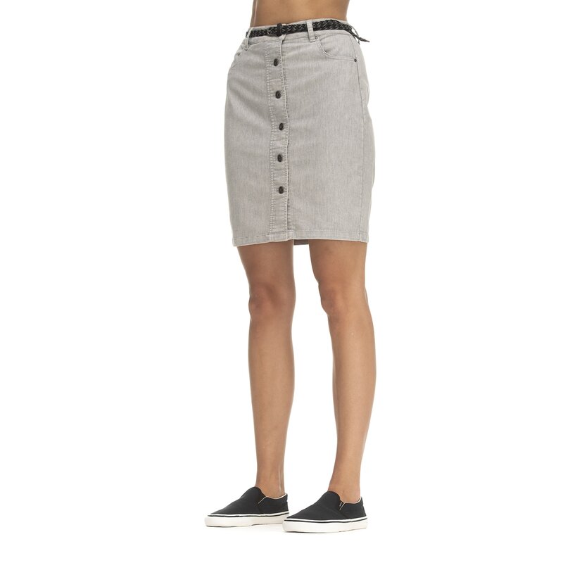 ragwear Rock EARLA Sommer-Minirock knielang Taschen Knopfleiste Grtel Stretch Light Grey Denim 26