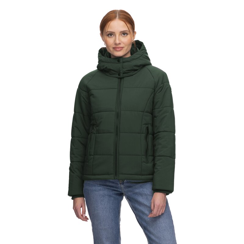 ragwear  CLLEA Sportliche Damen Winterjacke Steppjacke mit Stehkragen und Kapuze DARK GREEN M