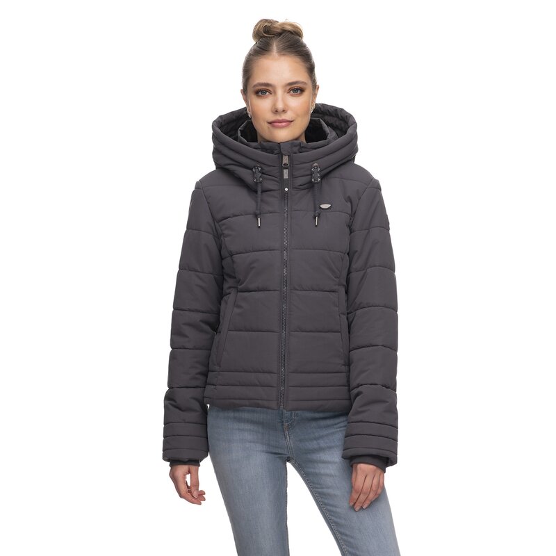 ragwear Damen Winterjacke NOVVA Steppjacke Jacke mit Stehkragen und Kapuze DARK GREY XXL